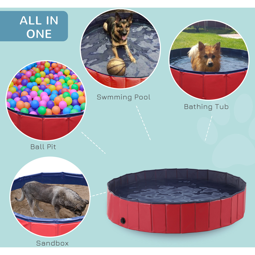 PawHut 160cm Foldable Paddling Pool Red Image 4