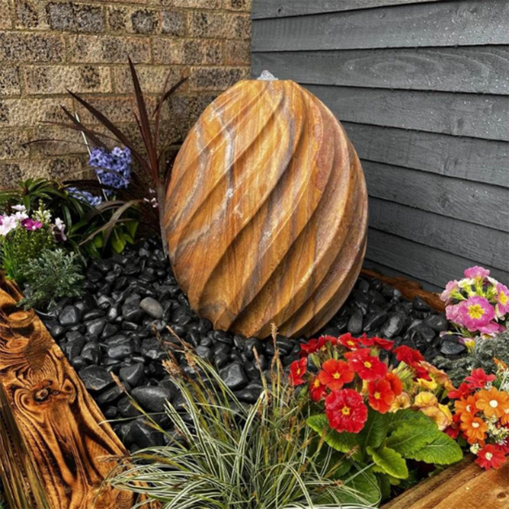 Tranquillity Sandstone Pine Solar Powered LED Water Feature 50cm Image 2