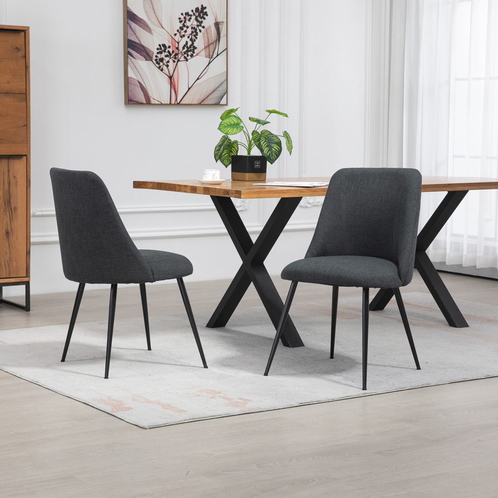 Artemis Home Morandi Set of 2 Black Fabric Dining Chairs Image 4