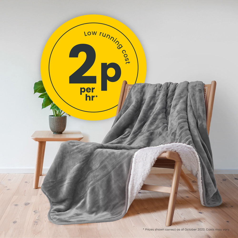 Cosi Home Grey Double Fleece and Sherpa Electric Heated Throw 150 x 200cm Image 5