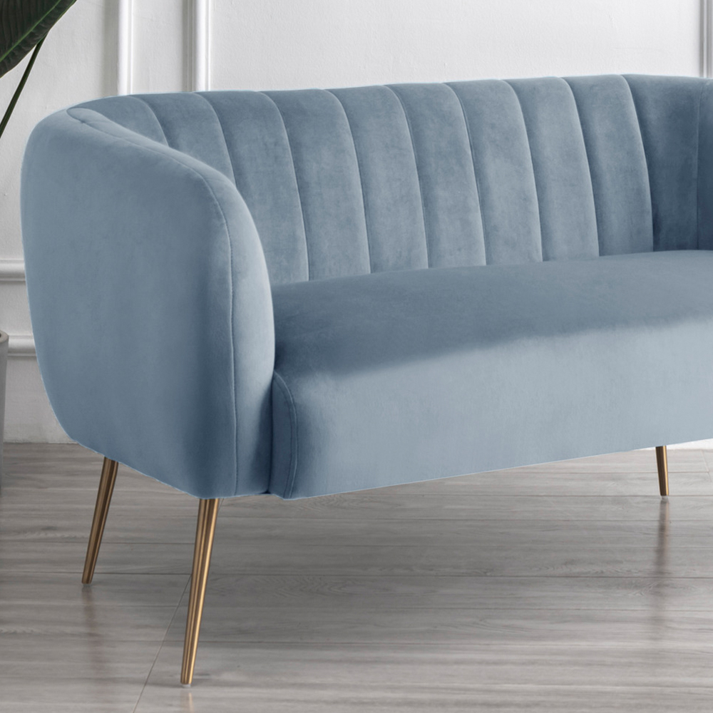 Matilda 2 Seater Light Blue Velvet Sofa Image 2