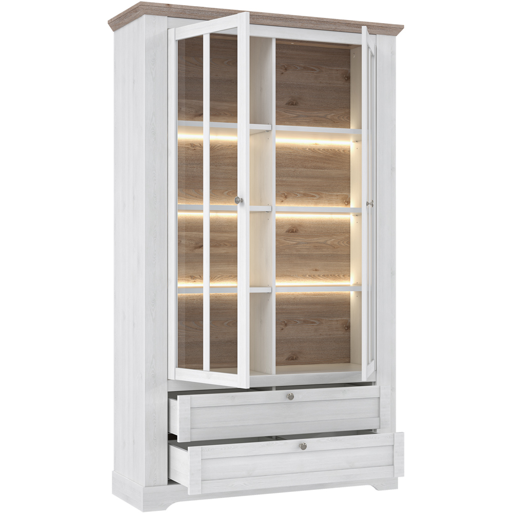 Florence Illopa 2 Door 2 Drawer Nelson and Snowy Oak Display Cabinet Image 4