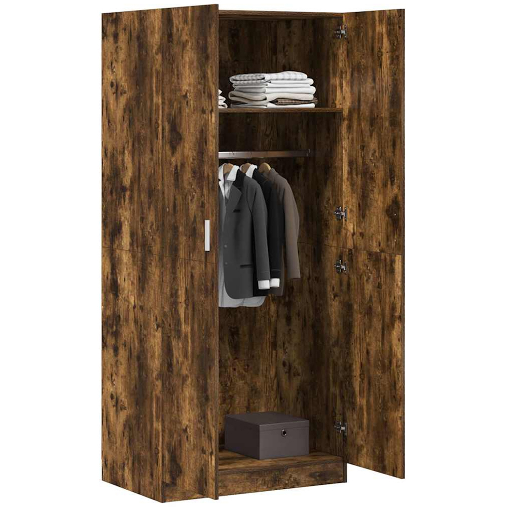 vidaXL 2 Door Smoked Oak Engineered Wood Wardrobe Image 4