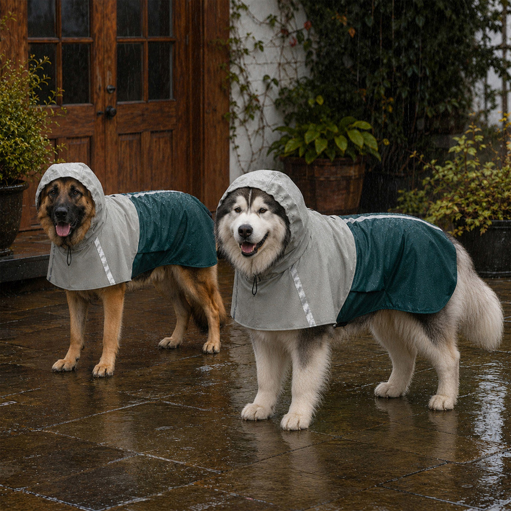 PawHut Green Dog Raincoat with Hood XL Image 4