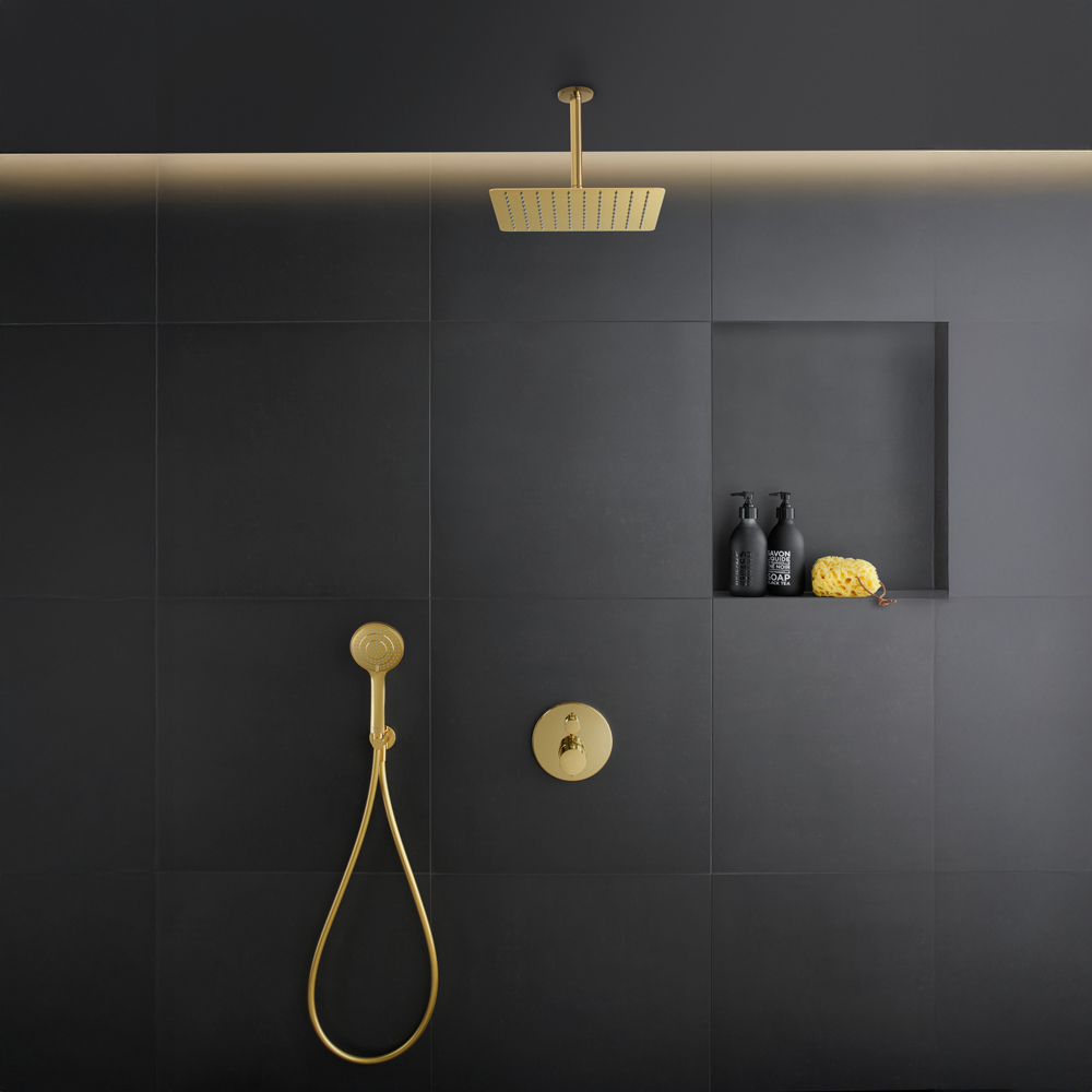 Duravit Polished Gold Ceiling Shower Arm 200mm Image 4