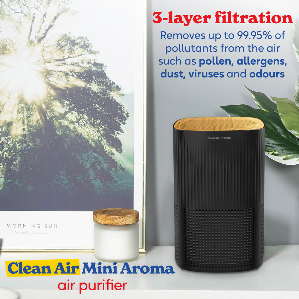 Russell Hobbs Wood and Black Clean Air Mini Aroma Air Purifier Image 7