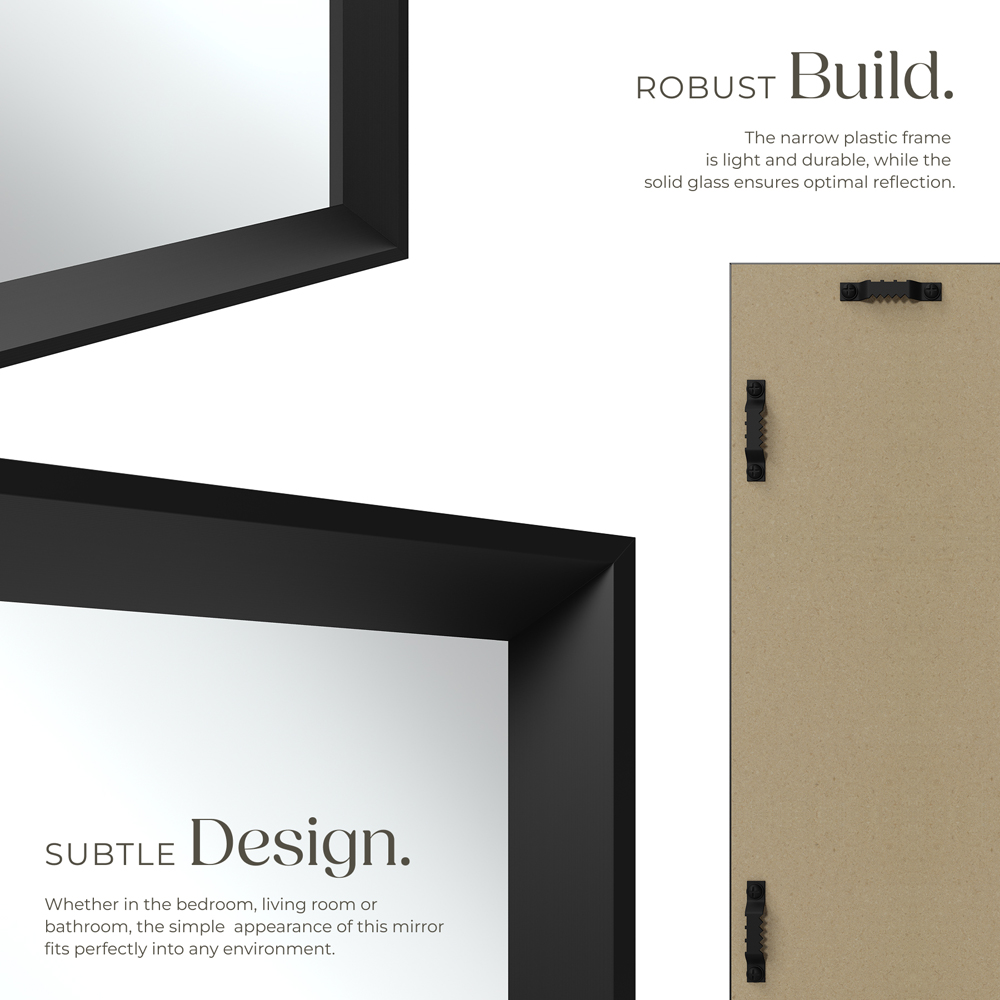 tectake Elina Black Rectangular Wall Mounted Mirror 70 x 50cm Image 7