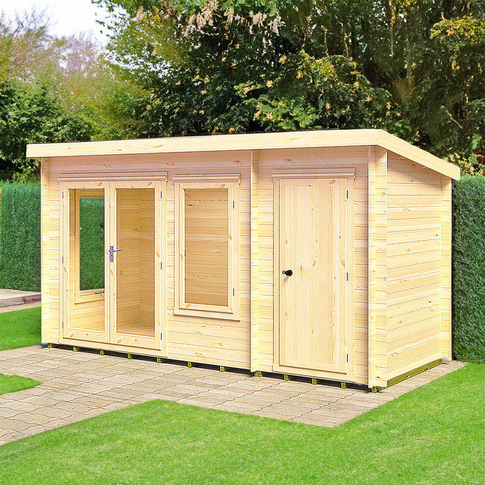Shire Elm 6 x 14ft Contemporary Style Dual-Purpose Pent Log Cabin with Integral Storage Image 2