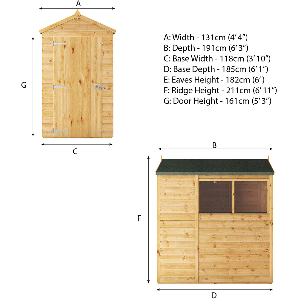 Mercia Woodsman 6 x 4ft Shiplap Glass Apex Shed Image 9