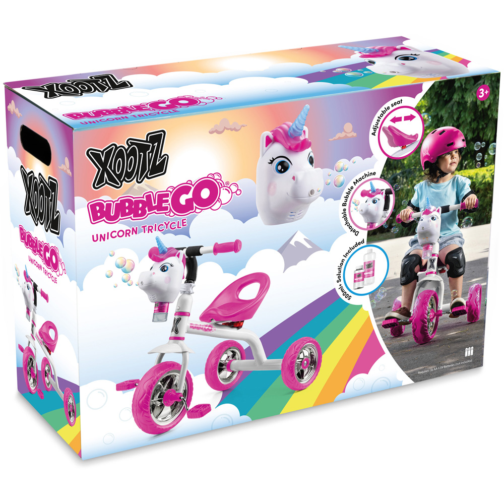 Xootz Kids White Unicorn Bubble Go Trike Image 3