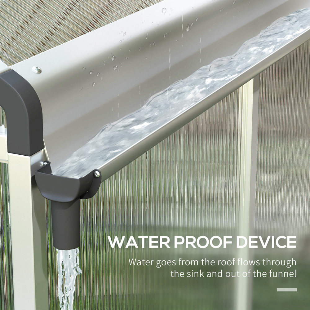 Outsunny Aluminium Polycarbonate 6 x 8ft Walk In Greenhouse Image 6