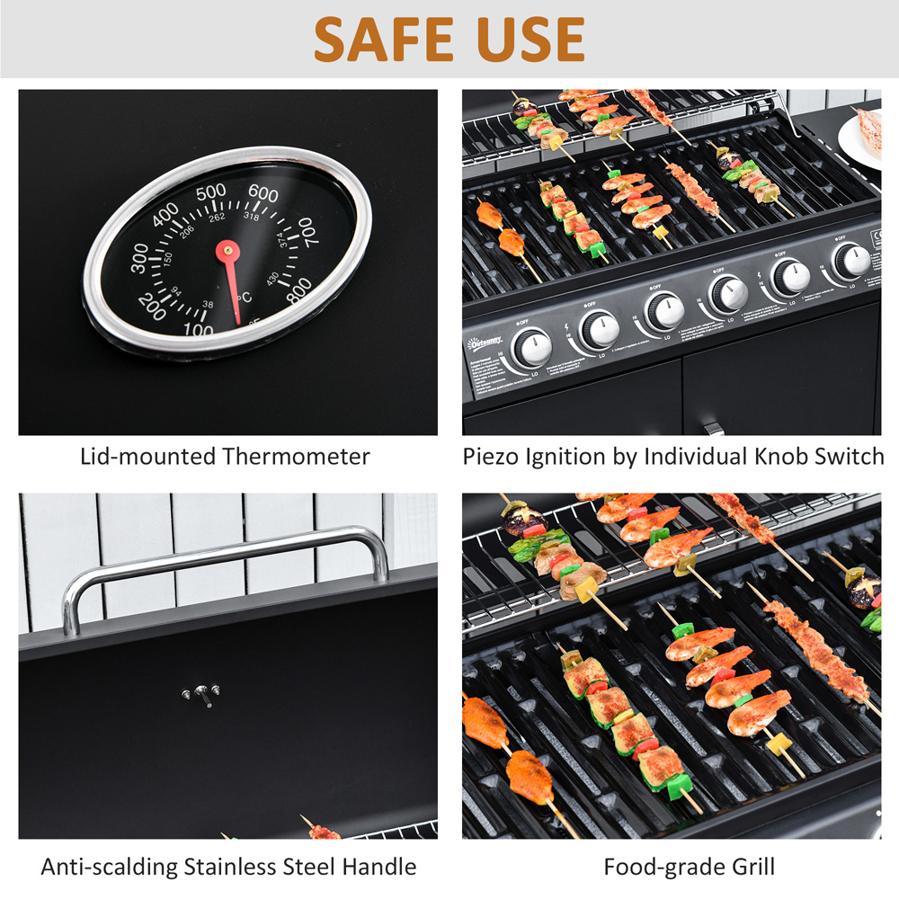 Outsunny Black 7 Burner Gas Grill with Storage Image 6