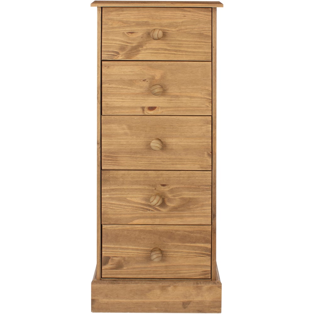 Core Products Cotswold 5 Drawer Pine Narrow Chest of Drawers Image 3