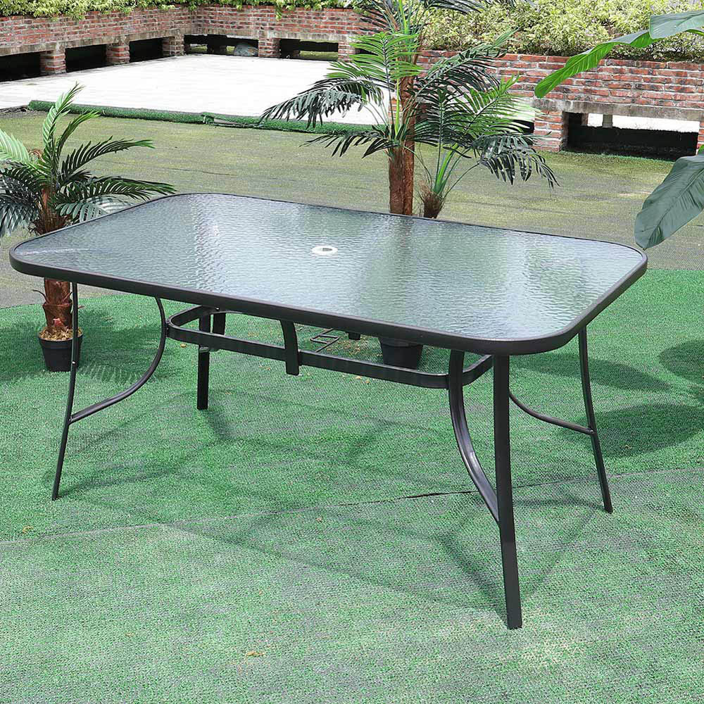 Living and Home Black Rectangle Glass Table Image 1