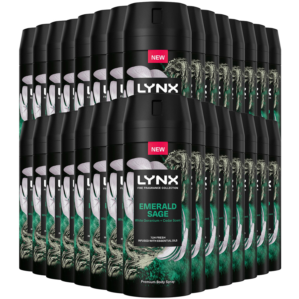 Lynx Fine Fragrance Collection Emerald Sage Deodorant Body Spray 150ml 30 Pack Image 1