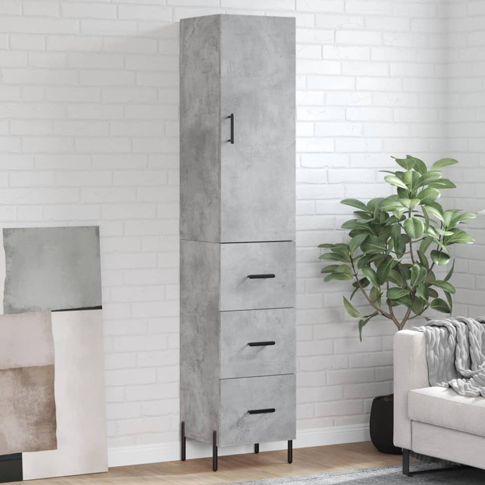 vidaXL Single Door 3 Drawer Highboard with Metal Legs Image 1