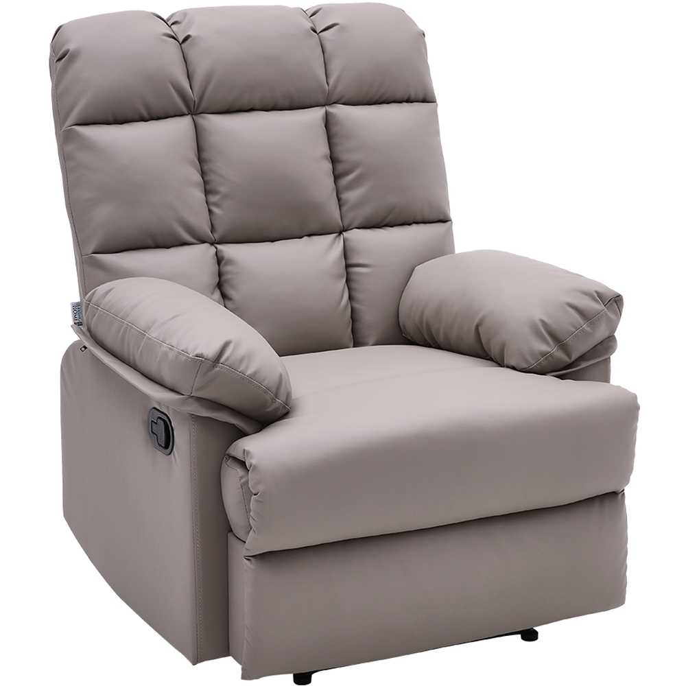 Living and Home Khaki Tufted Faux Leather Recliner with Control Switch Image 2