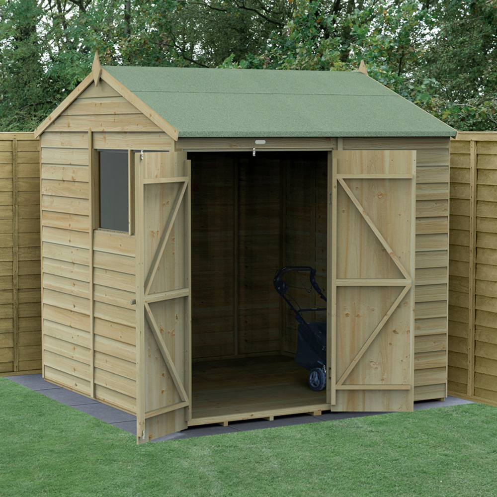 Forest Garden 4LIFE 7 x 7ft Double Door 2 Windows Reverse Apex Shed Image 2