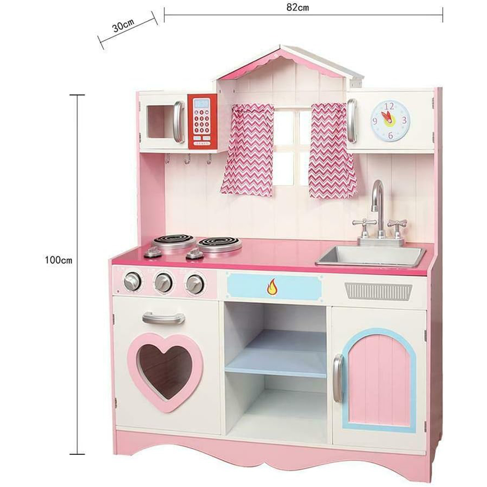 Kids Pink Wooden Pretend Kitchen Play Set Image 7