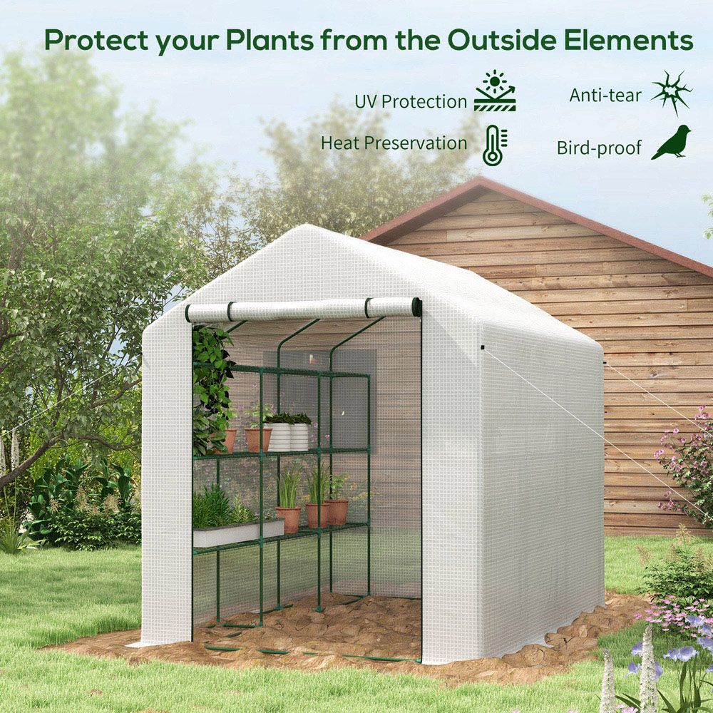 Outsunny White 12 Shelf PE Cover Polytunnel 5.9 x 8ft Greenhouse Image 4