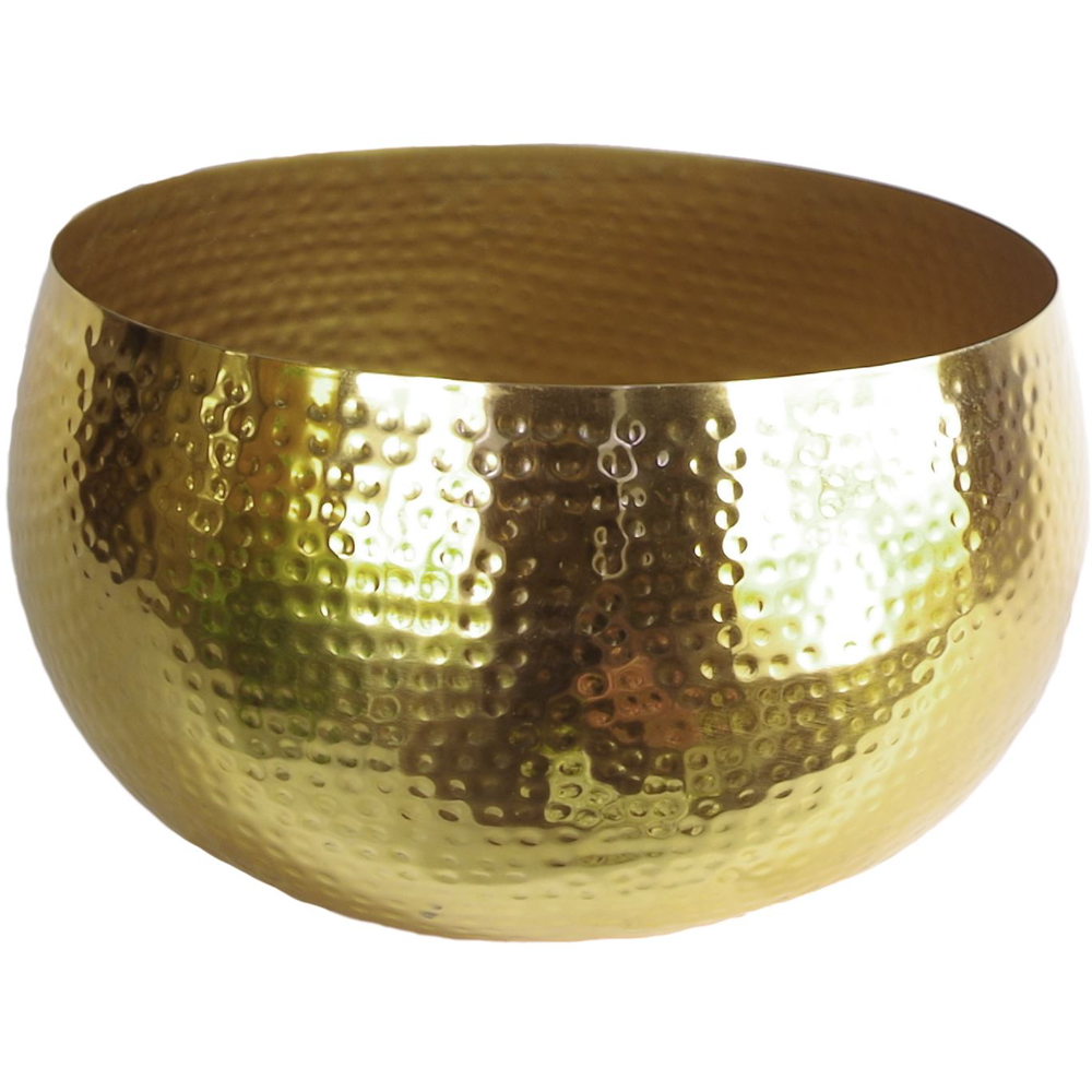 Leaf Hammered Gold Metal Bowl 32 x 20cm Image 1