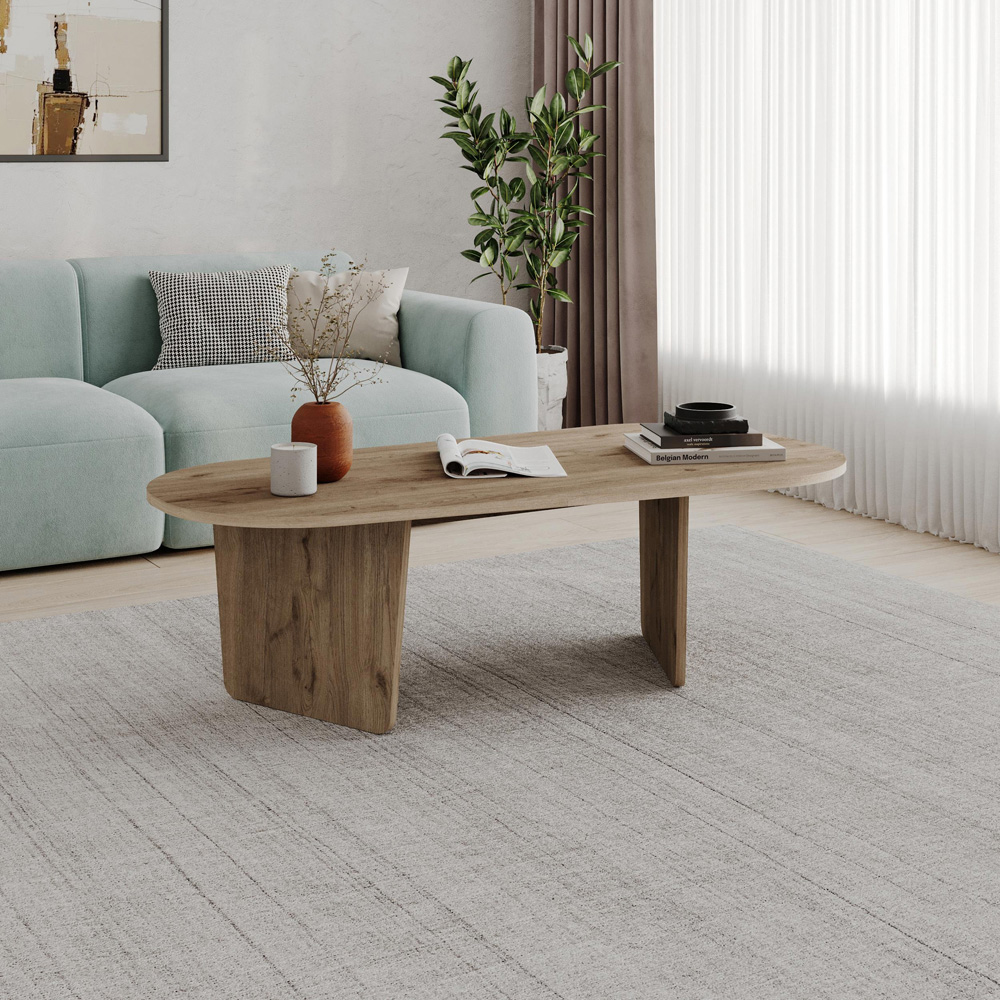 Decortie Ovalis Natural Oak Coffee Table Image 4