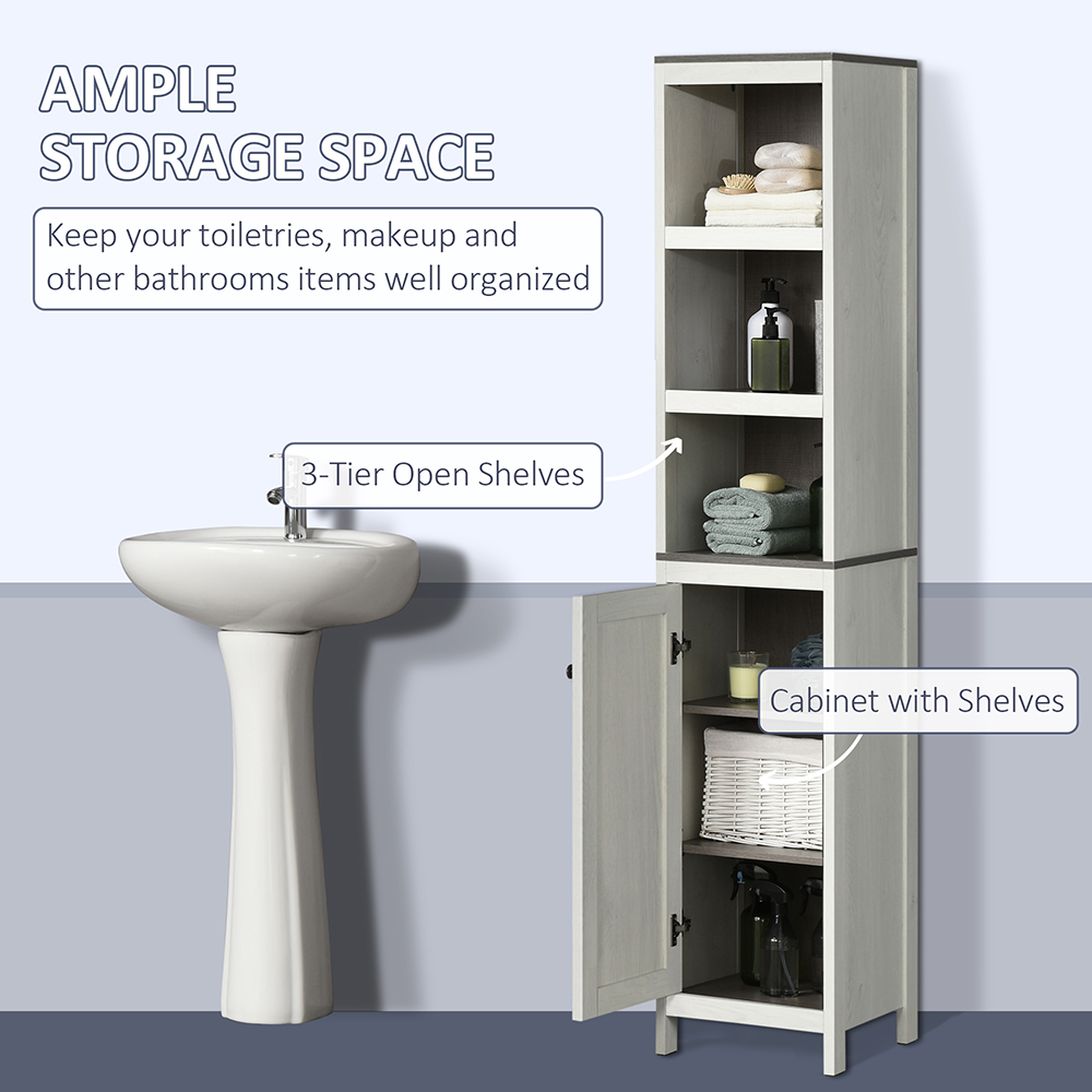 Kleankin Single Door White Tall Floor Cabinet Image 4