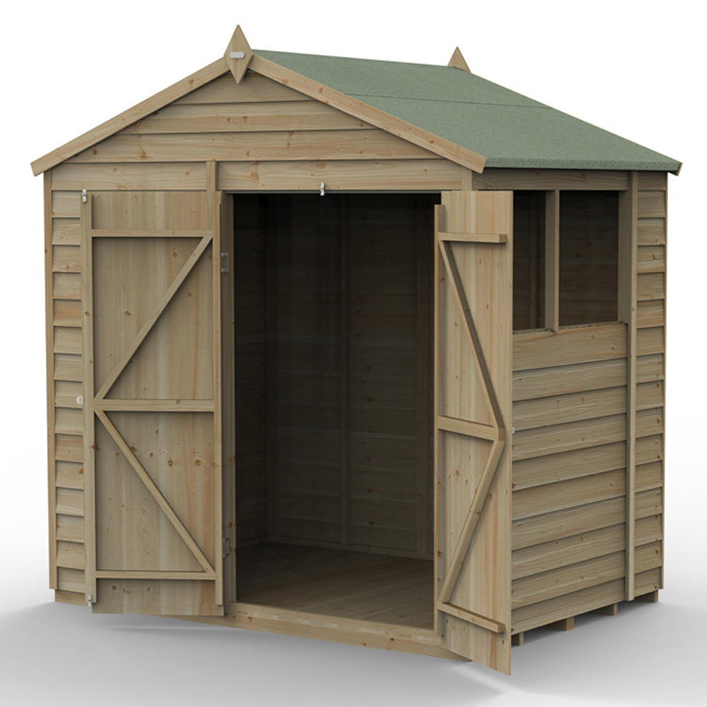 Forest Garden 4LIFE 7 x 5ft Double Door 2 Windows Apex Shed Image 3