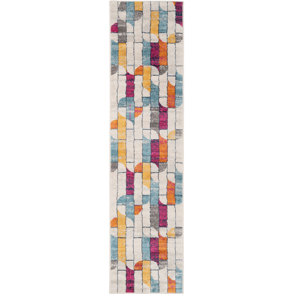Multicolour Retro Rug Kukoon Bold Multicolour Retro Geometric Rug 240 x 60cm | Wilko