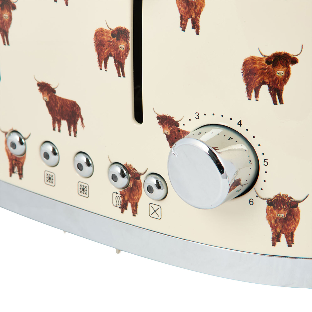 Highland Cow 4 Slice Toaster Cream Image 7