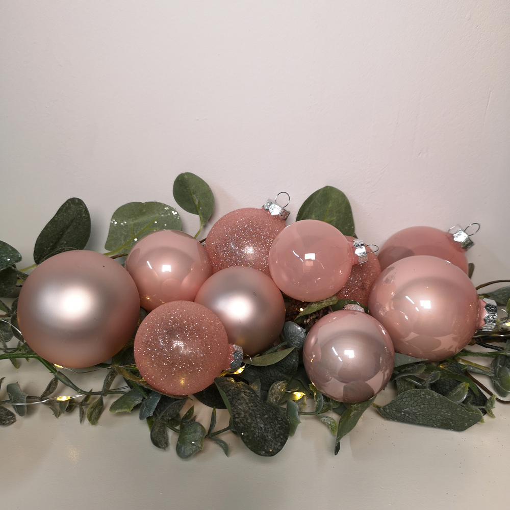 Samuel Alexander Decoris Luxury Blush Pink Glass Christmas Baubles 42 Pack Image 4