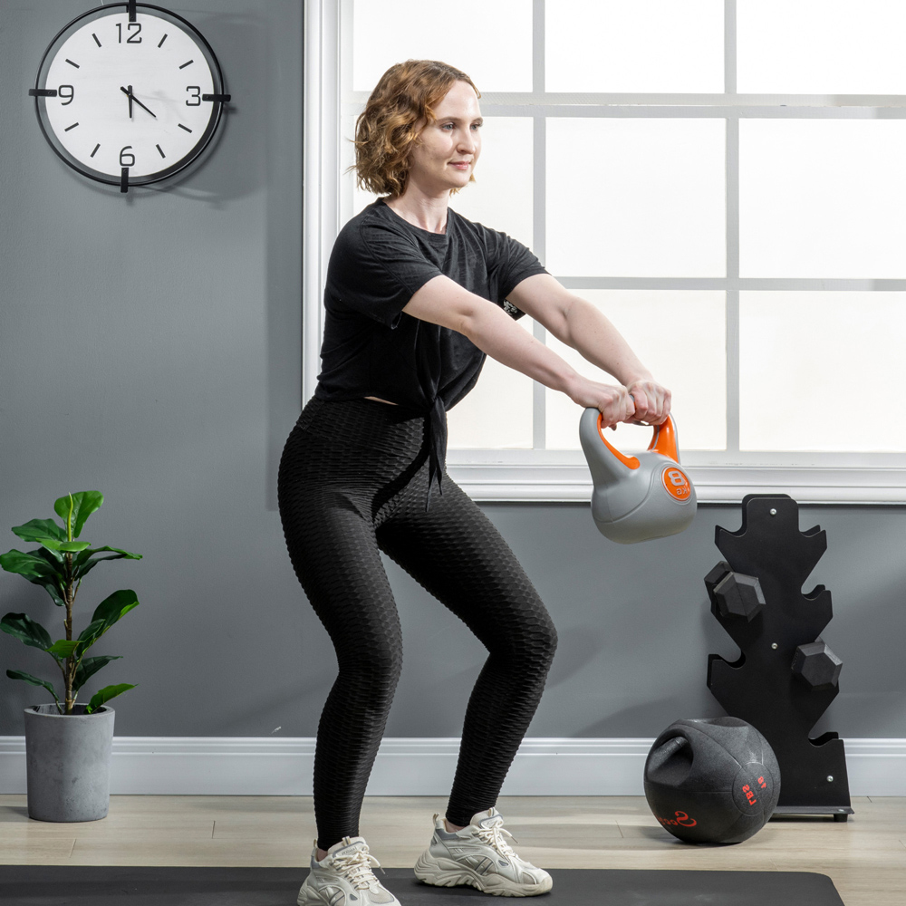SPORTNOW Orange and Grey Kettle Bell with Handle 8kg Image 4