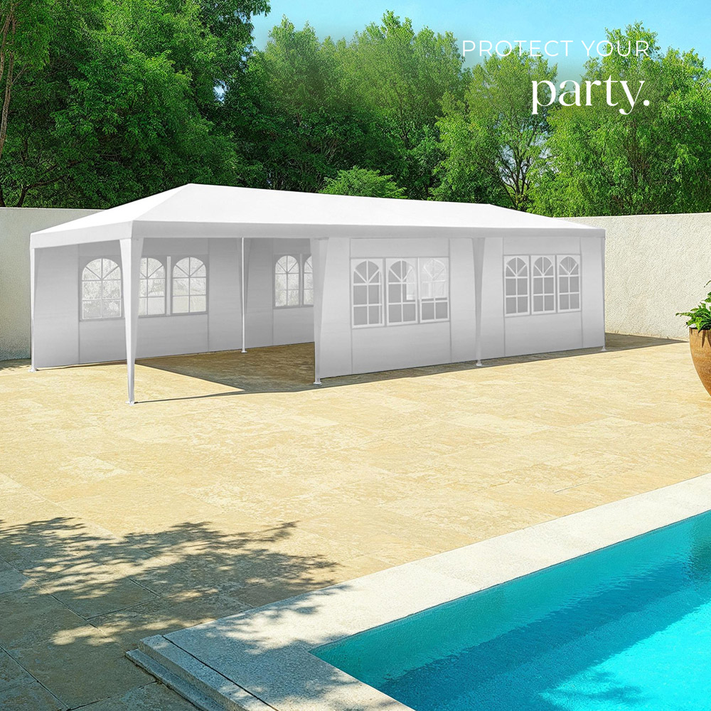tectake Miramas 9 x 3m White 8 Side Panel Water-Resistant Gazebo Image 8