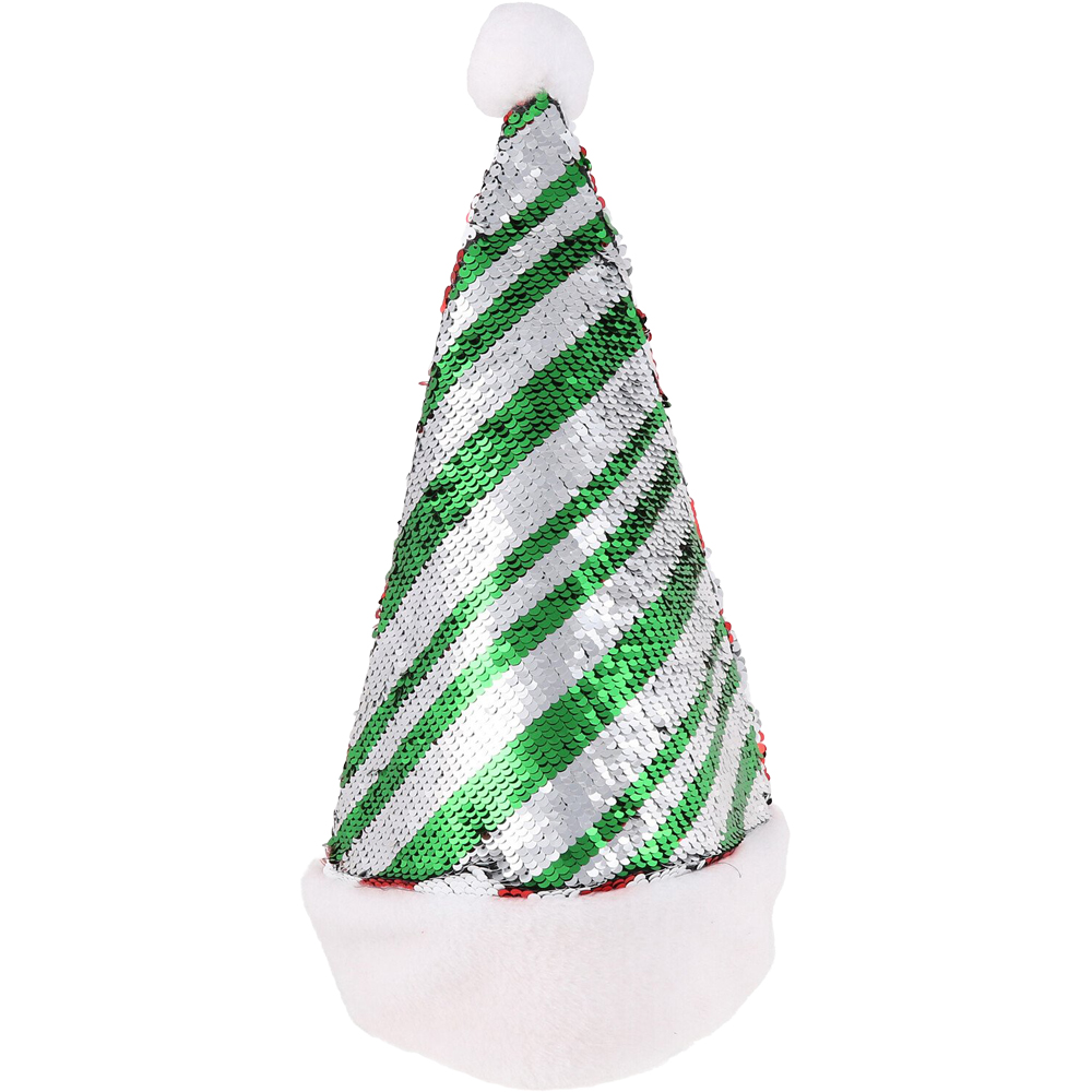 Reversible Sequin Stripe Santa Hat Image 1