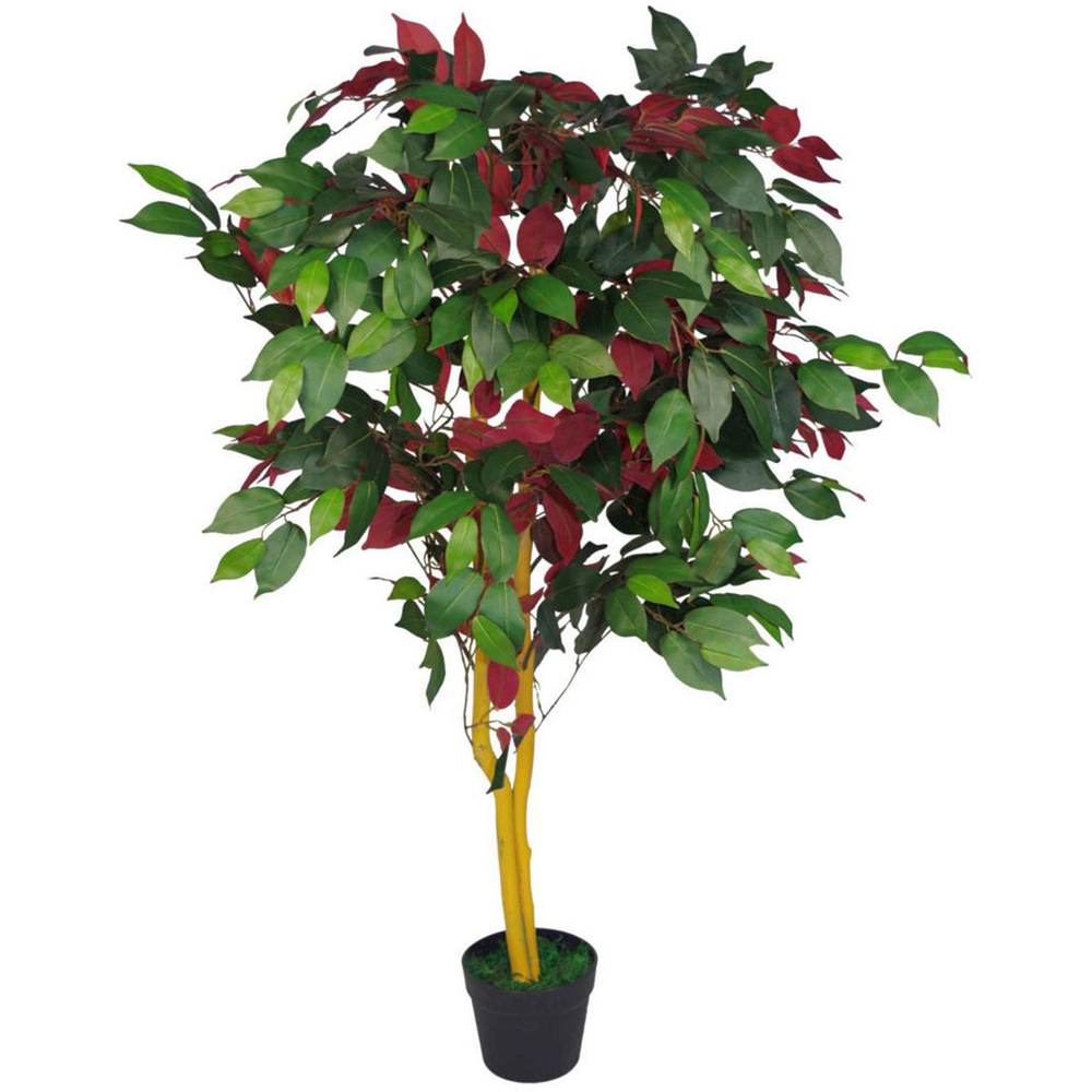 Leaf Red and Green Ficus Realistic Artificial Tree Pot 4ft Image