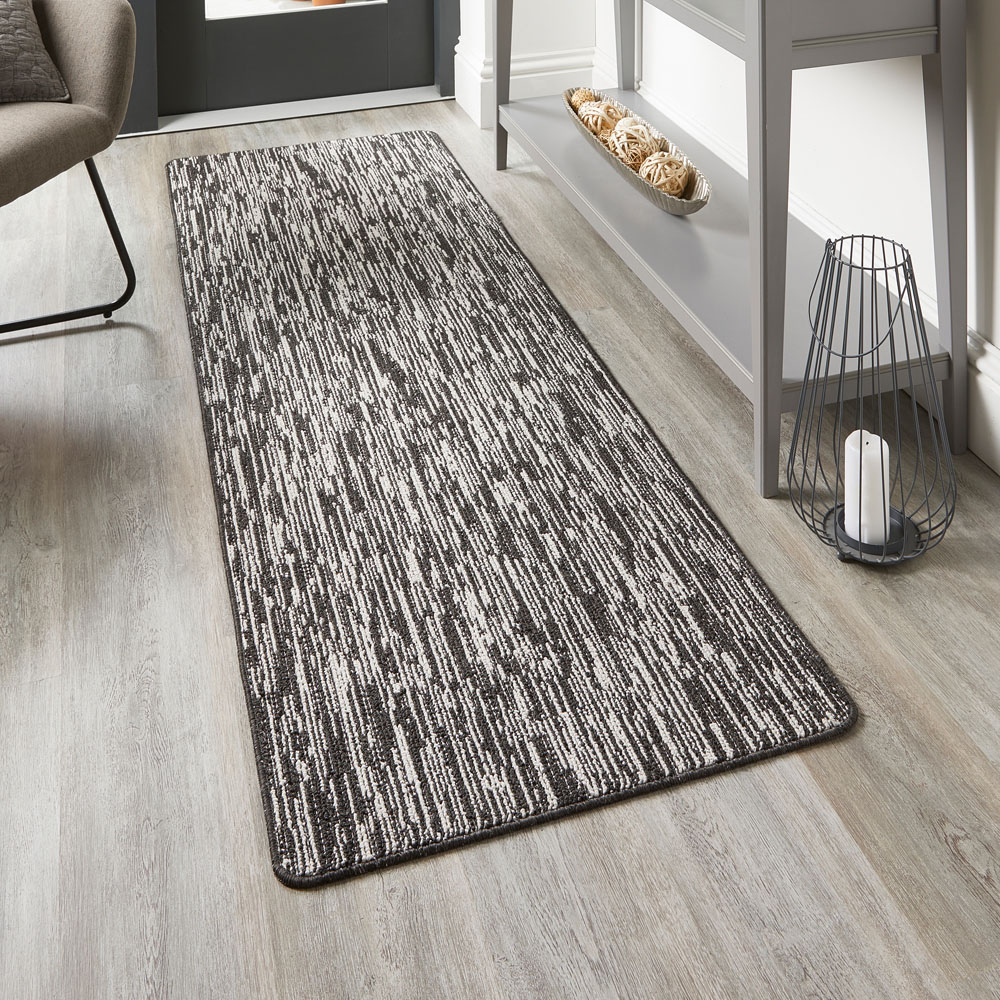 My Mat Charcoal Broken Stripe Stain Resistant Runner 67 x 200cm Image 2
