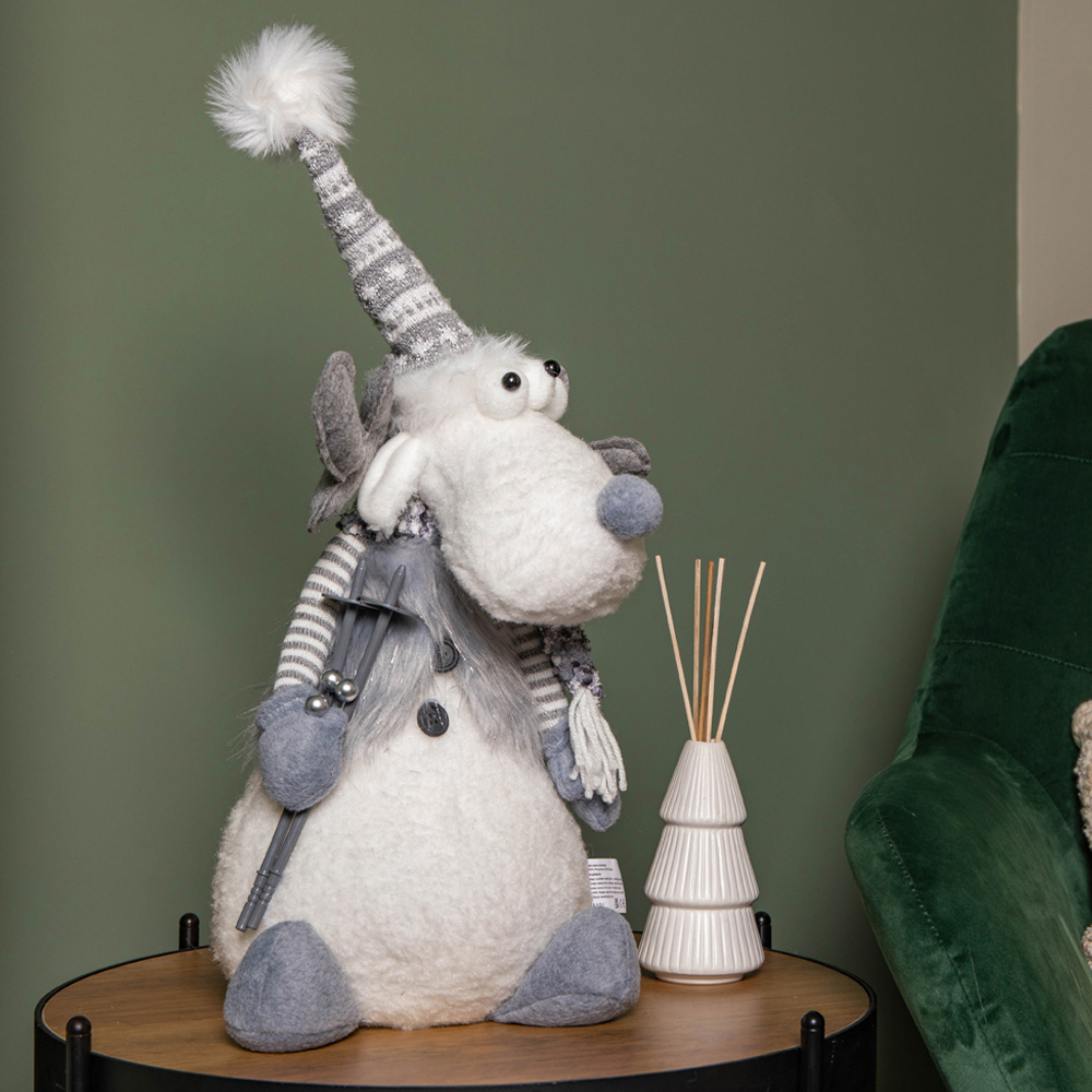Samuel Alexander Light up Grey Sitting Reindeer Christmas Decoration Image 2