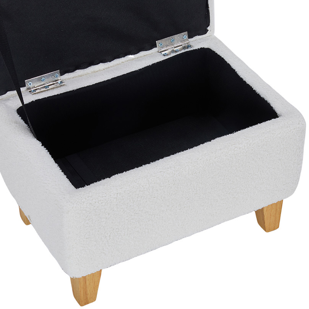 Living and Home White Teddy Fleece Upholstered Storage Ottoman Image 6