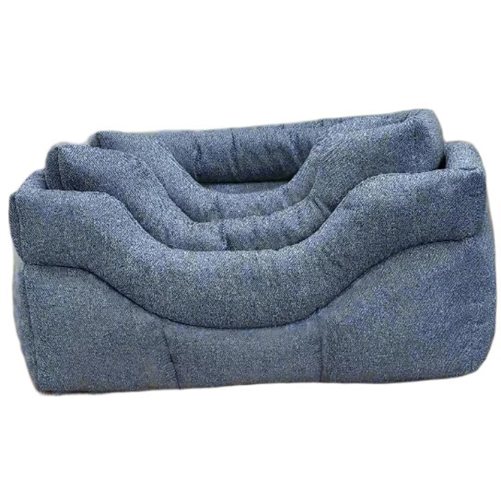 P&L Jumbo Blue Premium Orkney Tweed Fabric Drop Fronted Softee Rectangle Pet Bed Image 3