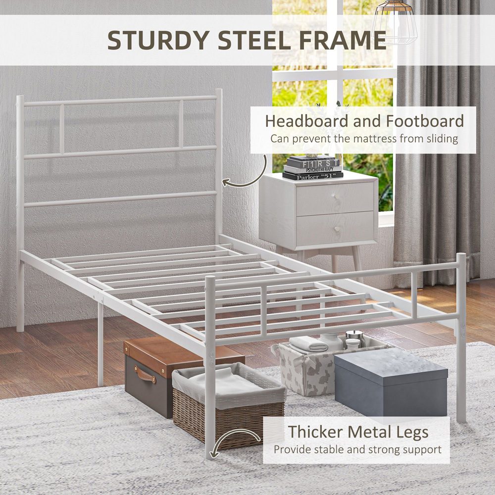 Portland Single White Metal Bed Frame Image 7