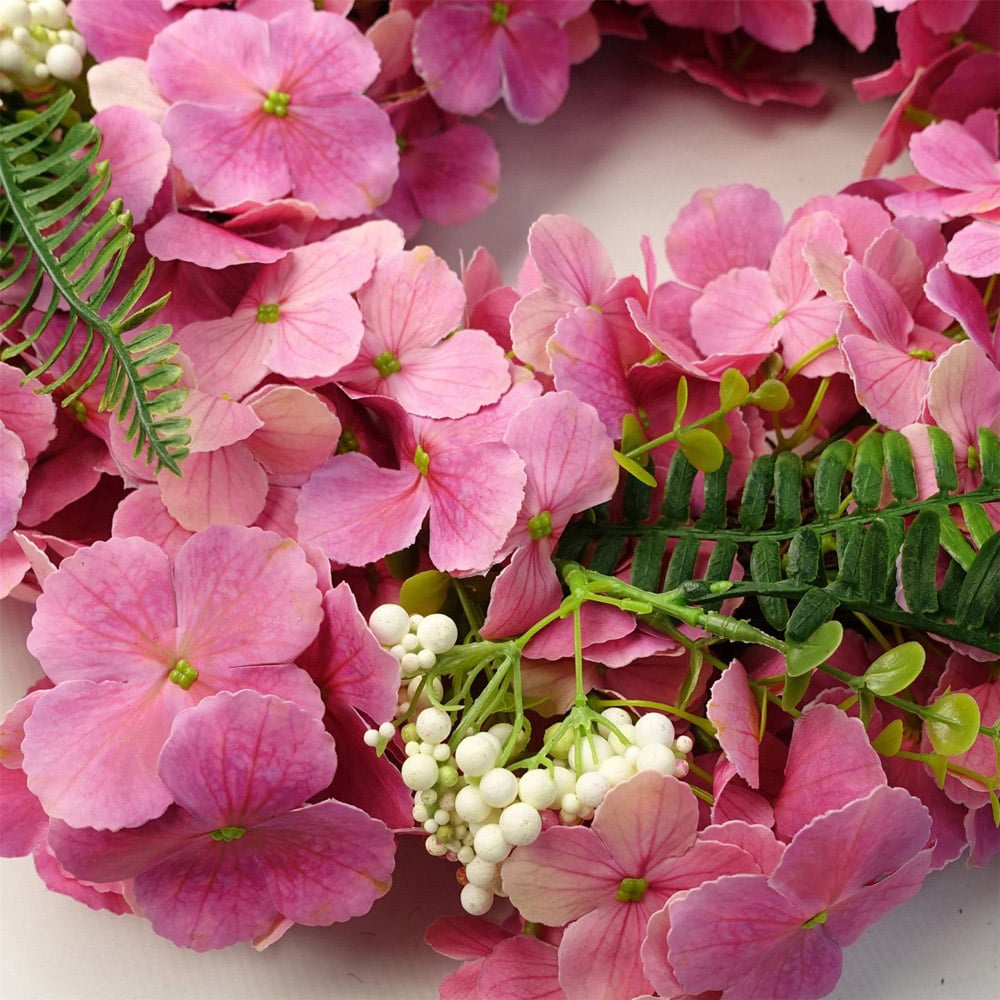 Leaf Pink Floral Blossom Artificial Wreath 40cm Image 3