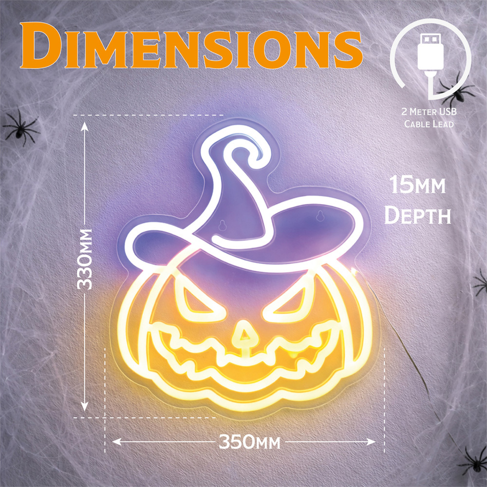 FXLab Pumpkin Silhouette Neon Light Indoor Halloween Decoration 33 x 35cm Image 8