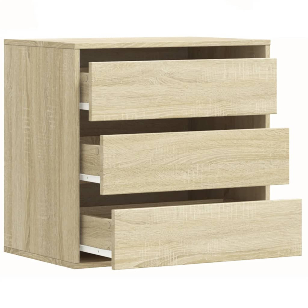 vidaXL 3 Drawer Sonoma Oak Wooden Chest of Drawers Image 4