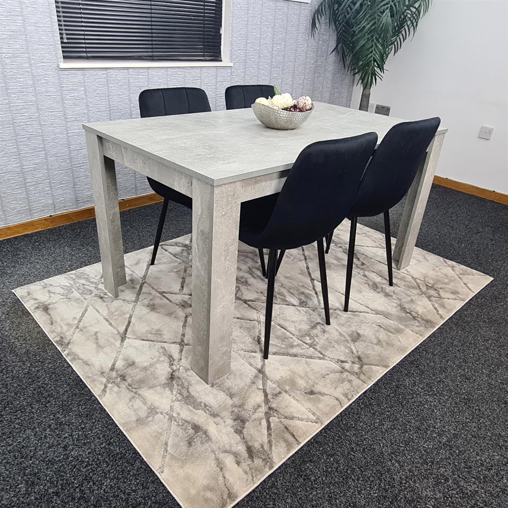 Portland Velvet 4 Seater Dining Set Stone Grey and Black Image 6