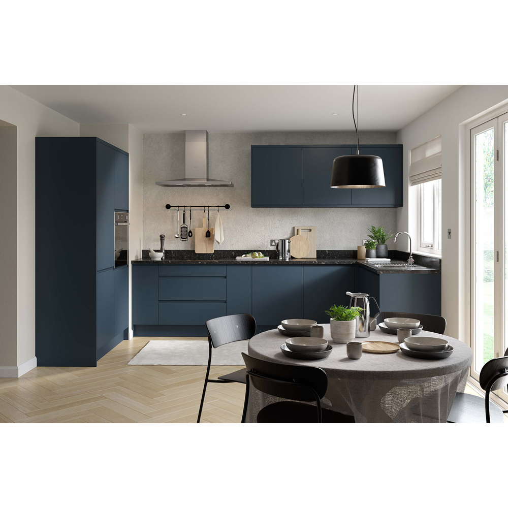 Kitchen Kit J-Pull Matt Indigo Blue Base Kitchen Cabinet Flatpack 900mm Image 2