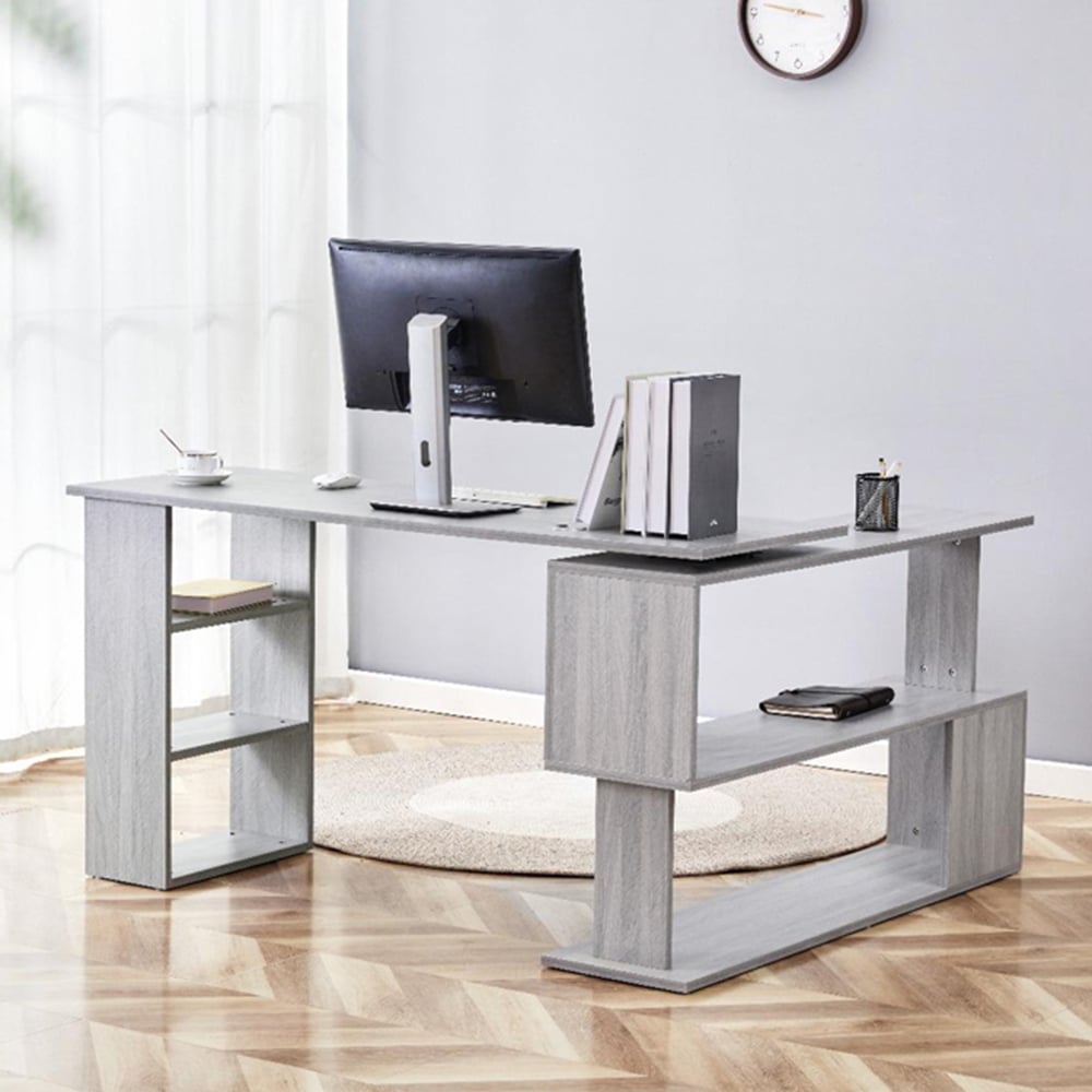 Kosy Koala Grey Wooden L Shaped Office Desk with Drawer Unit Image 3