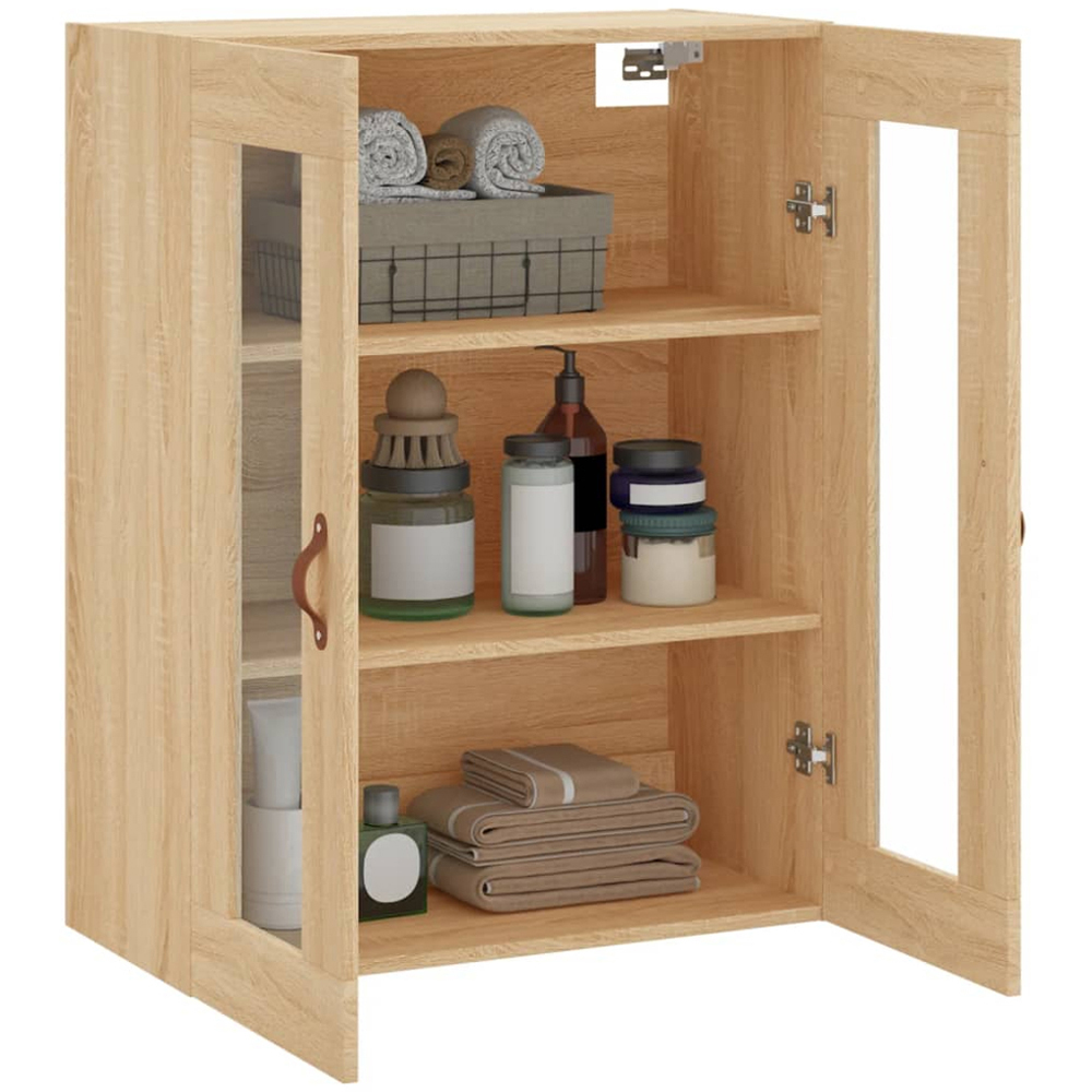 vidaXL 2 Glass Door Brown Sonoma Oak Wall Mounted Cabinet Image 5