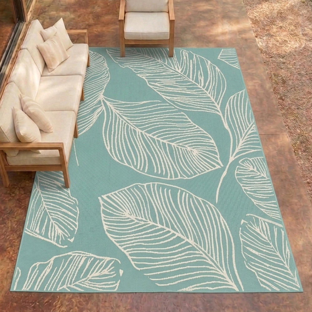 Portland Rugstyle Aqua Leaf Rug 200 x 290cm Image 1