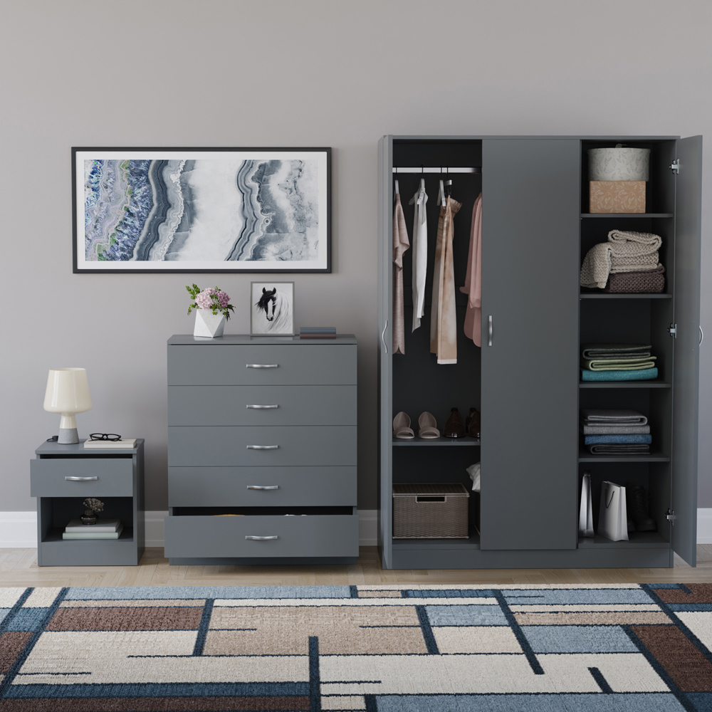 VIDA DESIGNS Riano Grey 3 Piece Bedroom Furniture Set Image 3