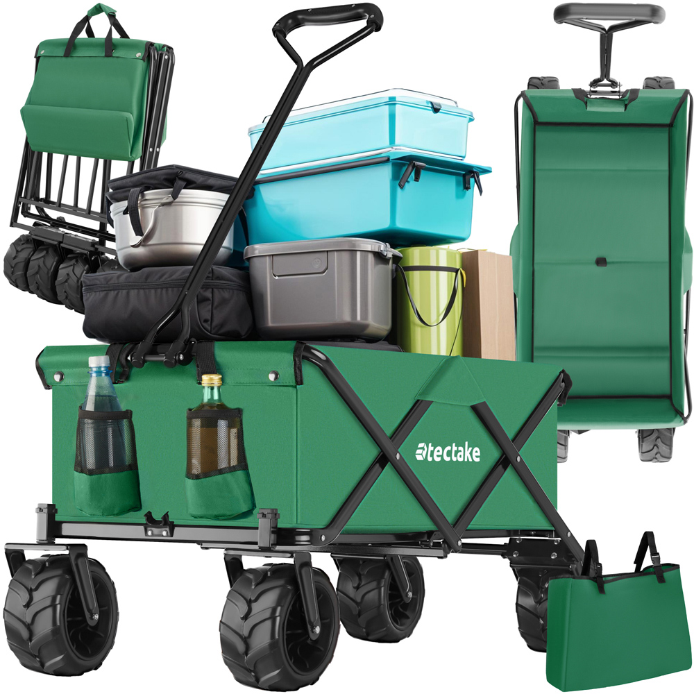 tectake Green 2 Pocket Foldable Garden Trolley 80kg Image 2